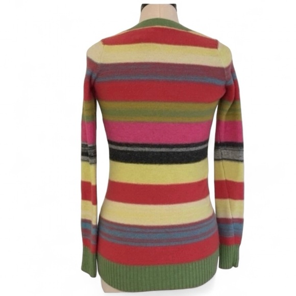 LAST CALL Anthropologie Cardigan Sweater Women’s XS Rainbow Striped - Picture 2 of 9